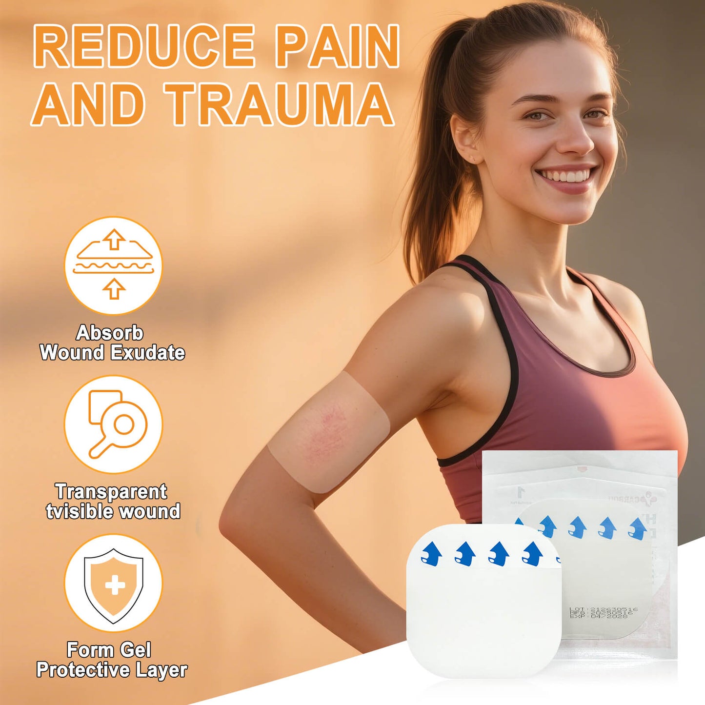 Carbou Hydrocolloid Wound Dressing 4"x4", 20 Individual Pack