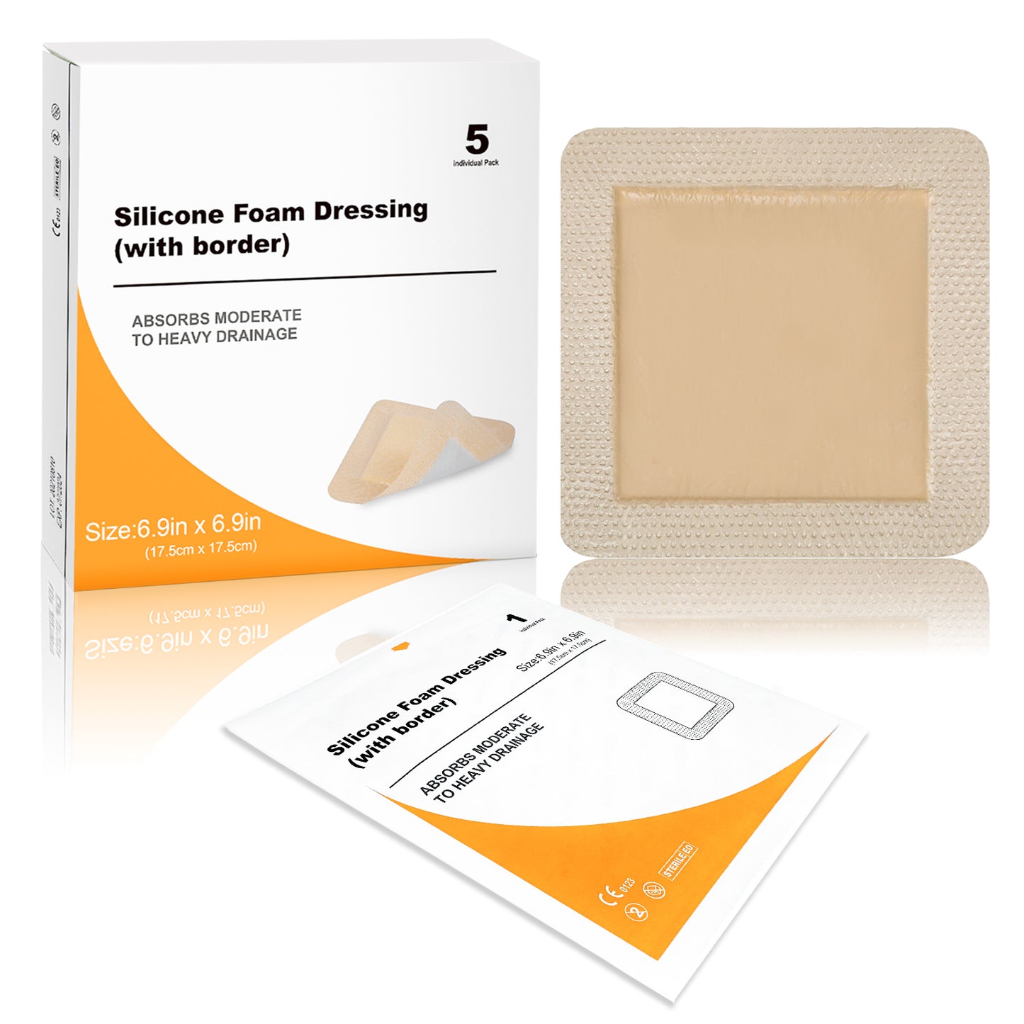 Carbou Silicone Foam Dressing with Adhesive Gentle Border
