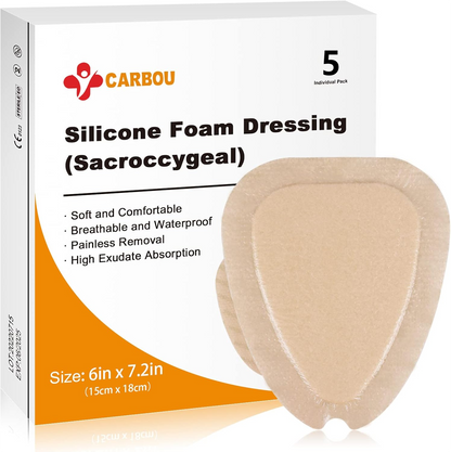 Carbou Sacrum Silicone Foam Dressing with Adhesive Border