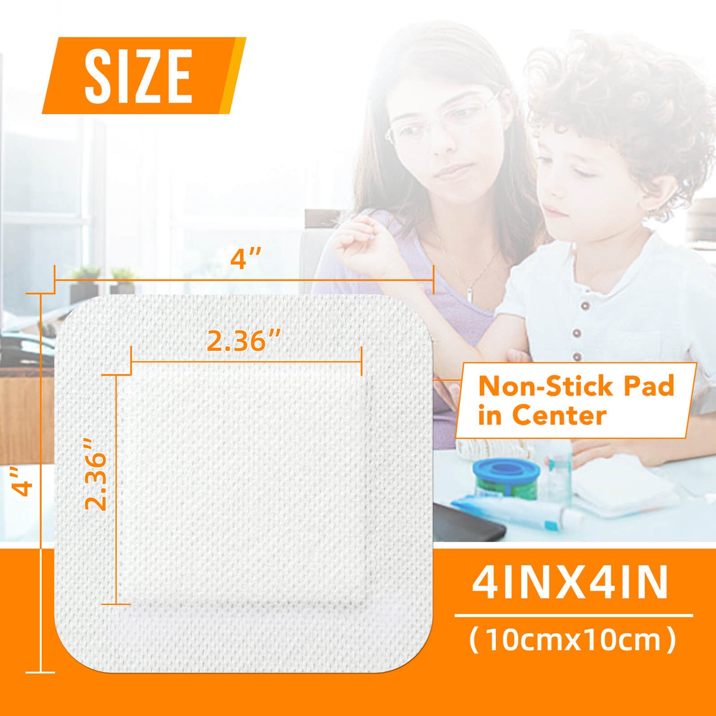 Carbou Island Wound Dressing with Bordered, 4in x 4in