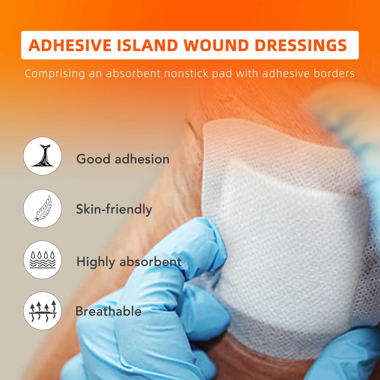 Carbou Island Wound Dressing with Bordered, 6in x 6in