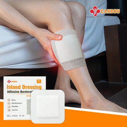 Carbou Island Wound Dressing with Bordered, 6in x 6in