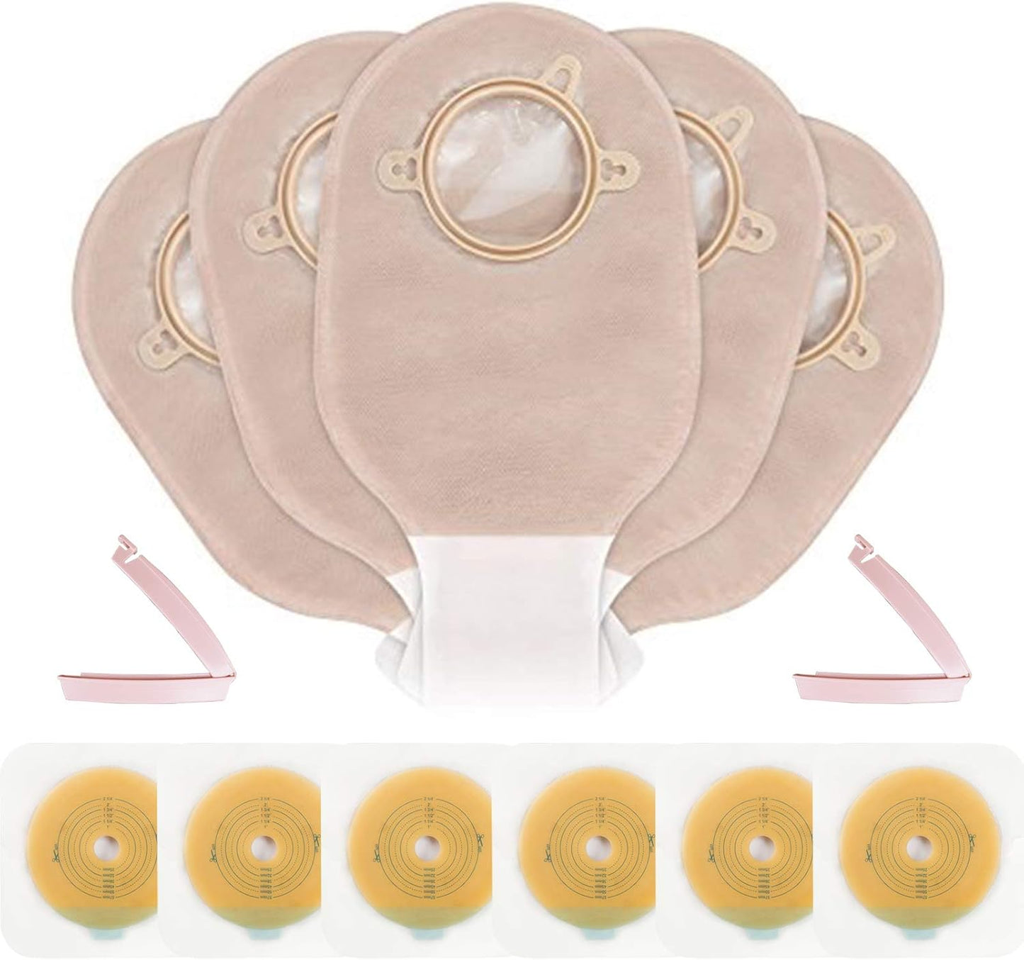 Carbou Two Piece Colostomy Bags with Clamp, Cut-to-Fit (15pcs Bags+6pcs Barriers)