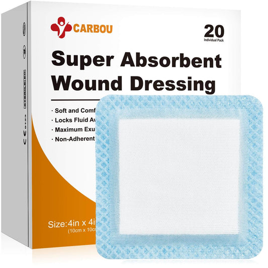 Carbou Super Absorbent Wound Dressing Pads, Non Adhesive