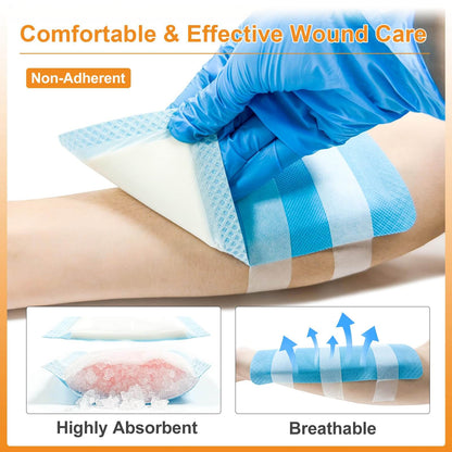 Carbou Super Absorbent Wound Dressing Pads, Non Adhesive