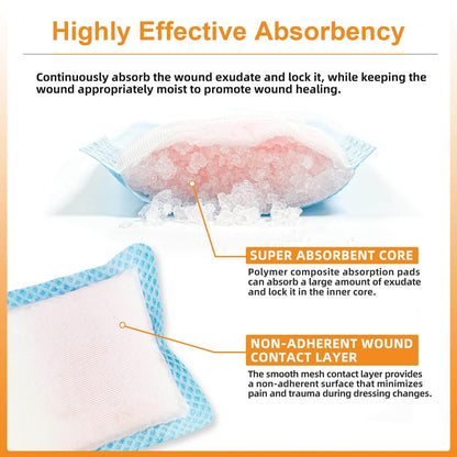 Carbou Super Absorbent Wound Dressing Pads, Non Adhesive