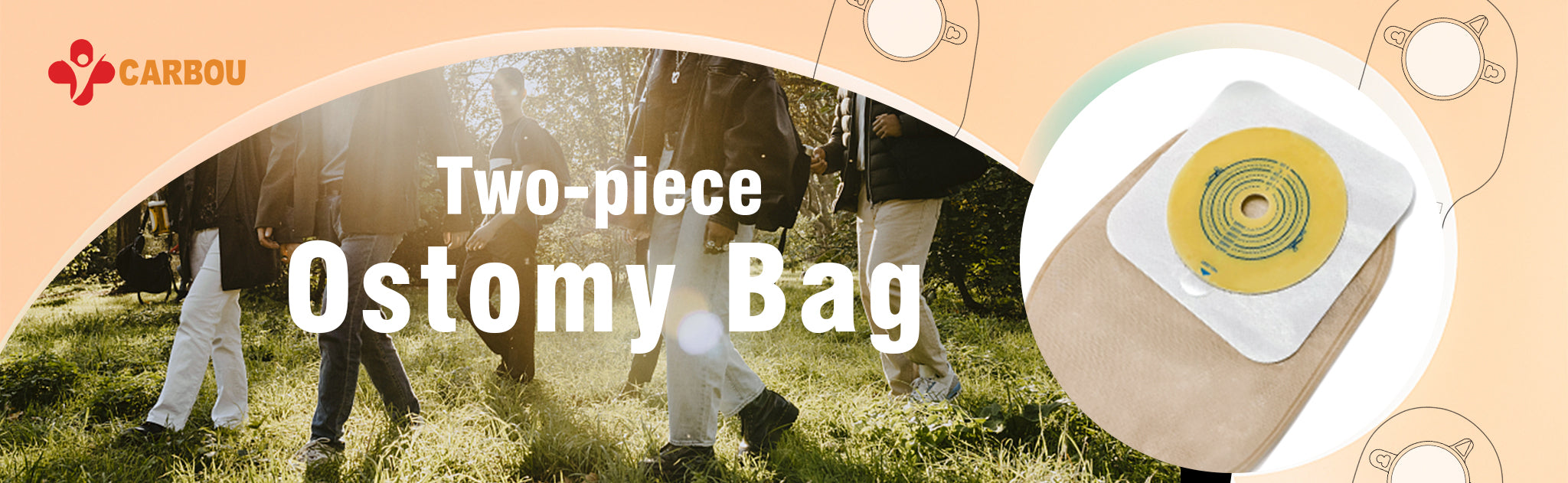 Two piece ostomy bag banner