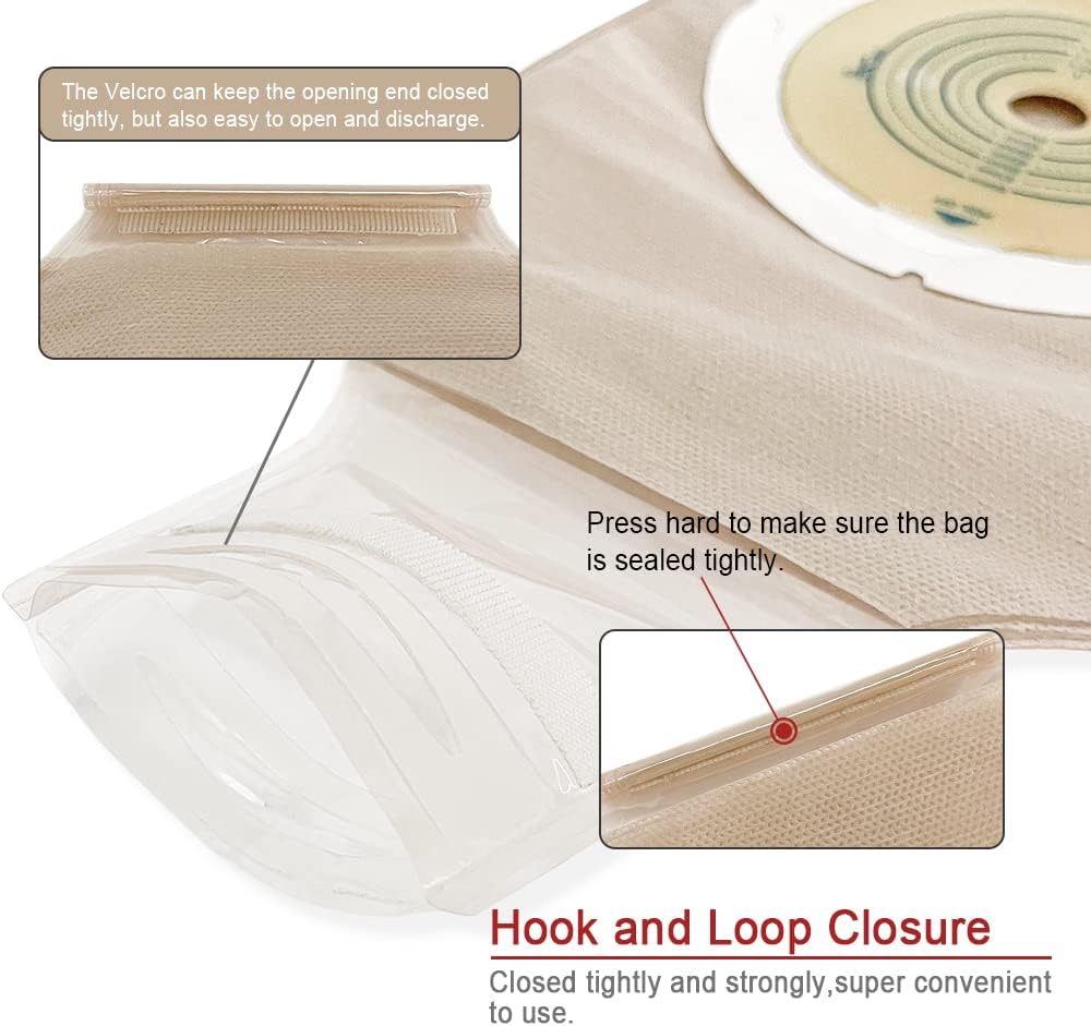 Velcro closure detail of Carbou ostomy pouch showing secure and reusable seal