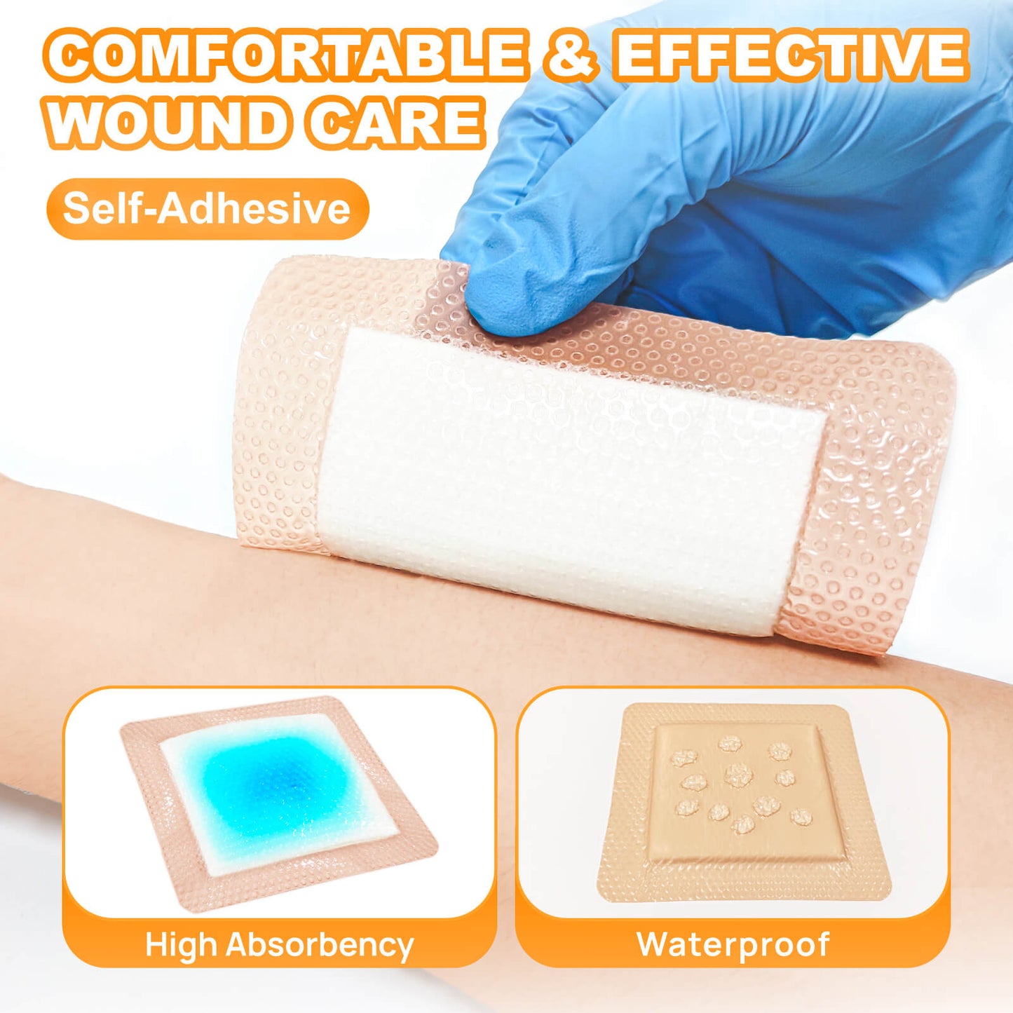 Silicone Super Absorbent Dressing is high absorbency and waterproof