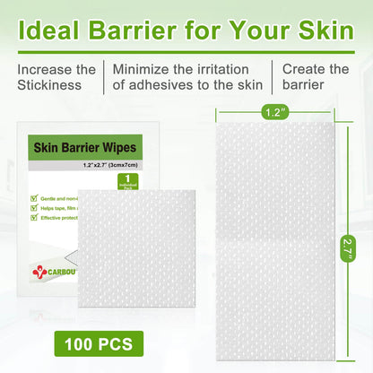The skin barrier wips is 1.2" * 2.7"