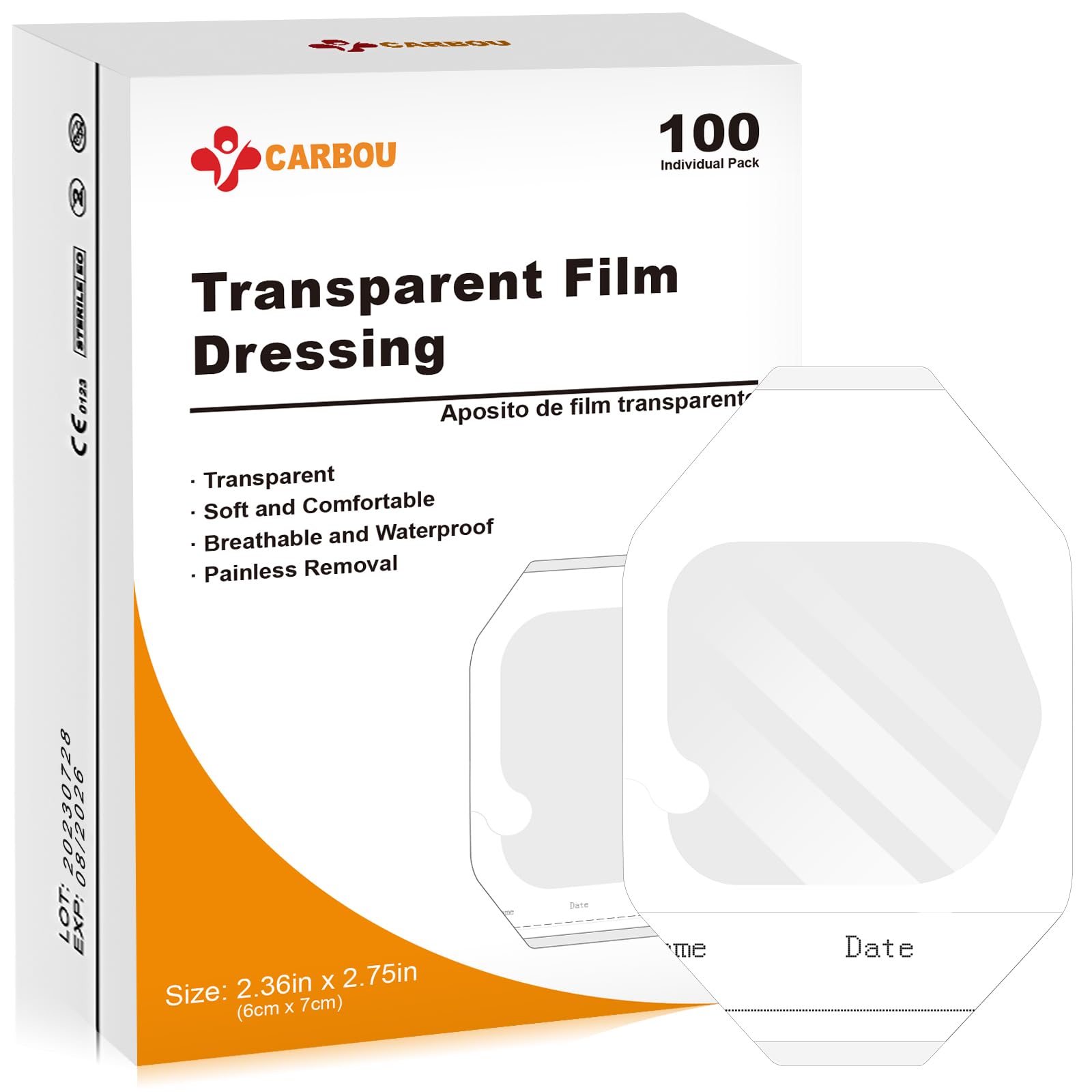 Transparent Film Dressing 2.36" x 2.75" by Carbou
