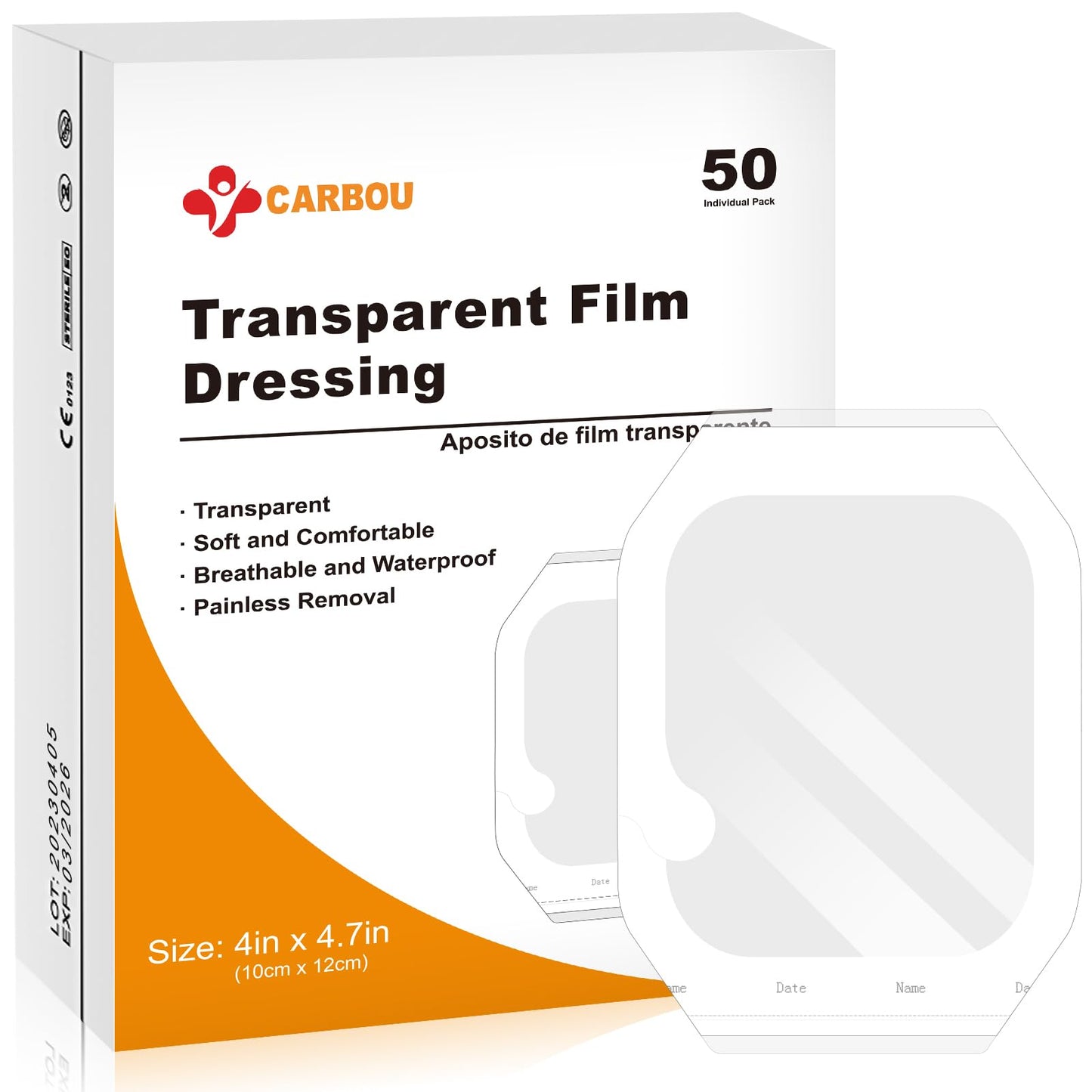 Transparent Film Dressing 4" x 4.7" by Carbou