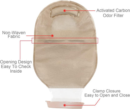 Backside of Carbou two-piece ostomy bag with soft non-woven fabric for comfort