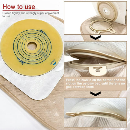 How to connect Carbou two-piece ostomy bag to baseplate with secure locking system