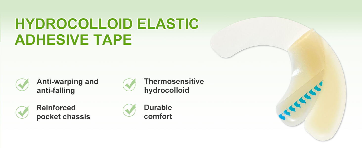 The hydrocolloid elastic adhesive tape is anti-warping, anti-falling, reinforced pocket chassis, durable and comfort