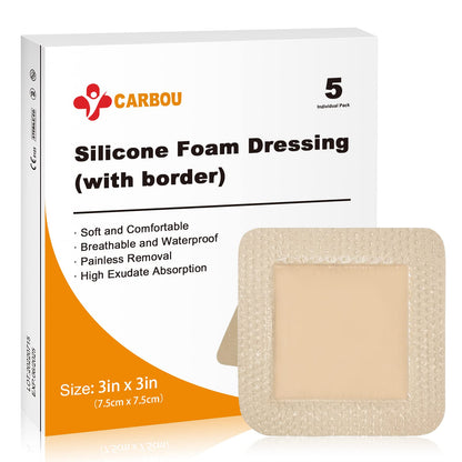 Carbou Silicone Foam Dressing with Adhesive Gentle Border