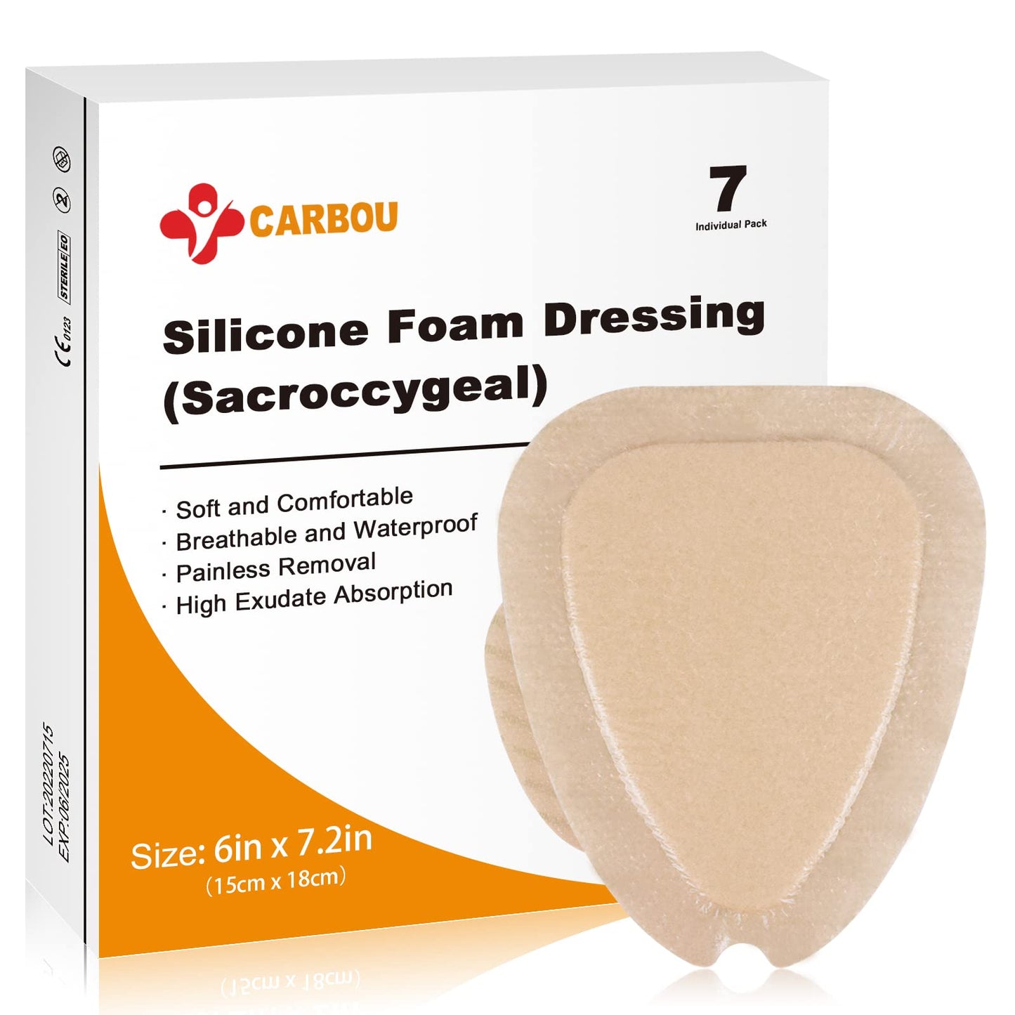 Carbou Sacrum Silicone Foam Dressing with Adhesive Border