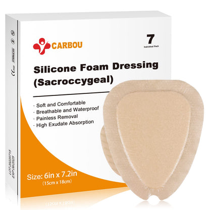 Carbou Sacrum Silicone Foam Dressing with Adhesive Border