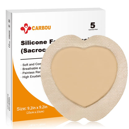 Carbou Sacrum Silicone Foam Dressing with Adhesive Border
