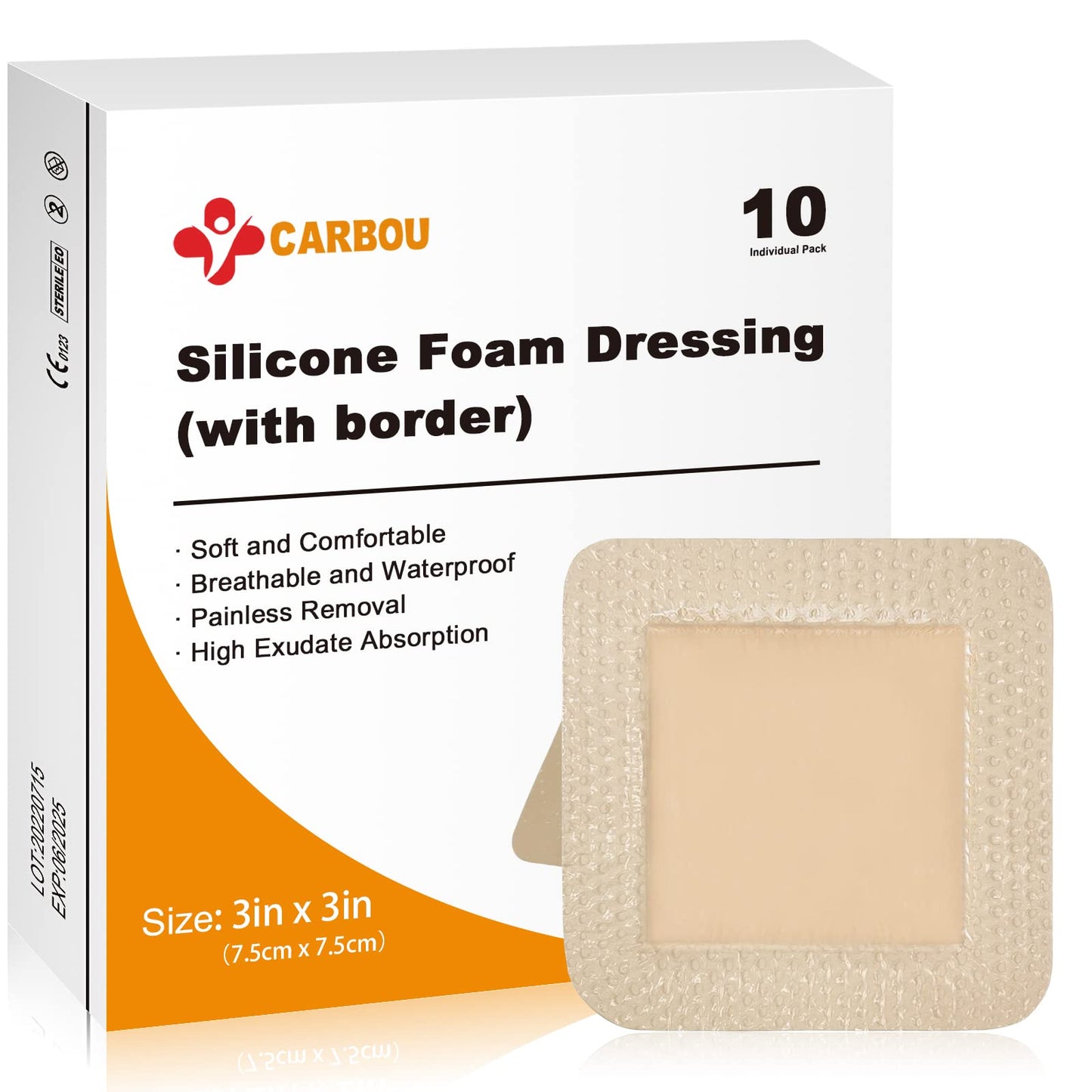 Carbou Silicone Foam Dressing with Adhesive Gentle Border