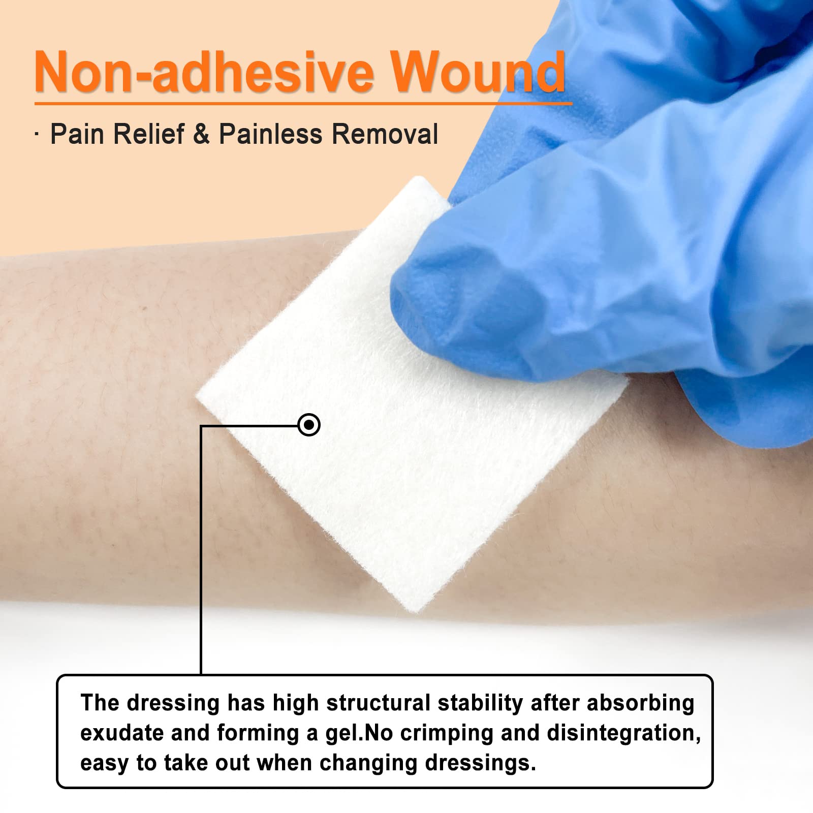 Carbou Calcium Alginate Wound Dressing, 4" x 4", 10 Pack
