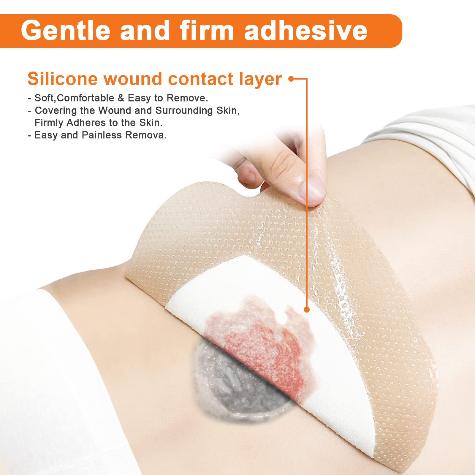 Carbou Sacrum Silicone Foam Dressing with Adhesive Border