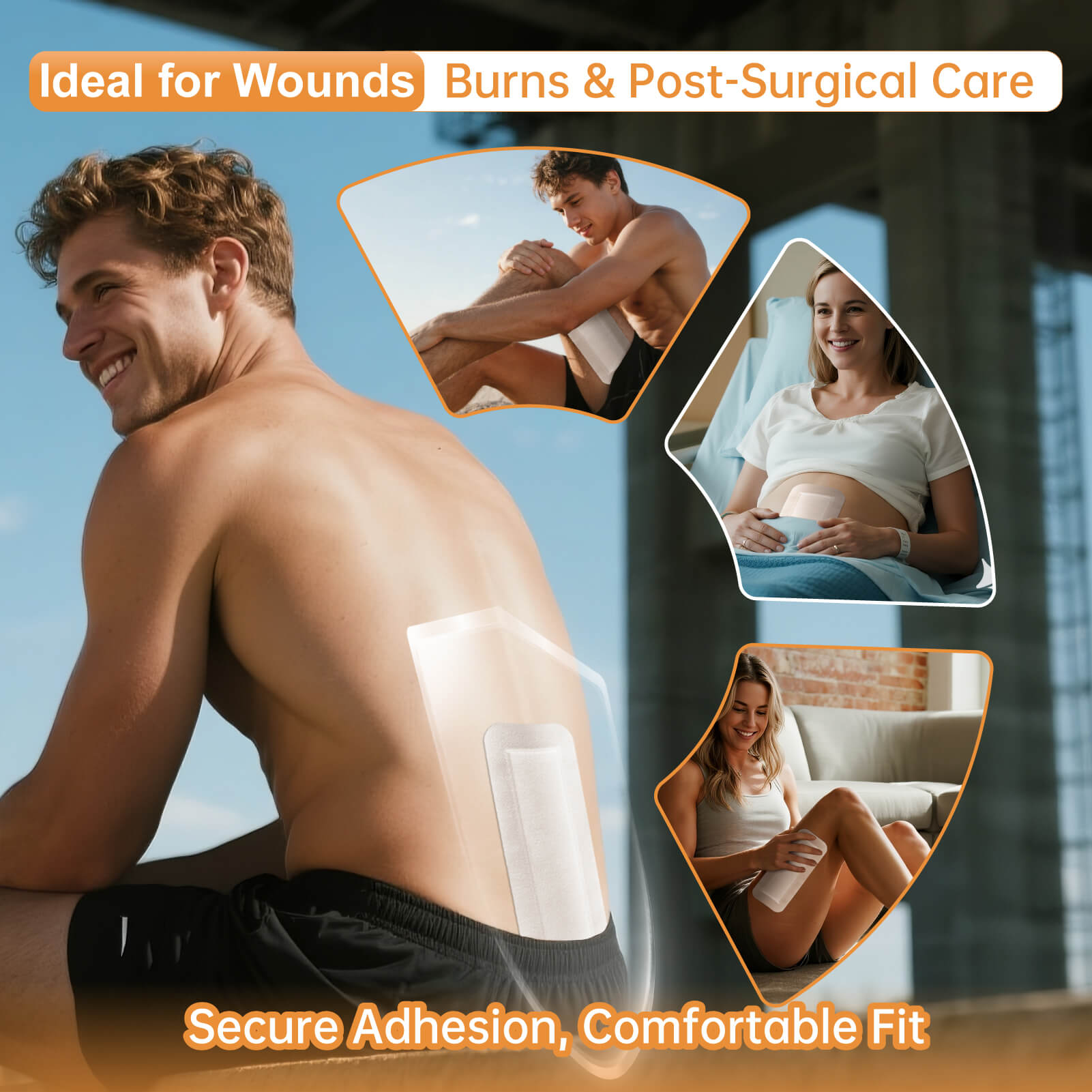 Carbou Island Wound Dressing with Bordered, 4in x 10in