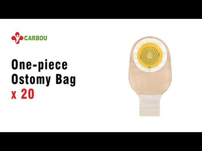 Carbou 20pcs One-Piece Drainable Ostomy Pouch with Closure, Cut-to-Fit